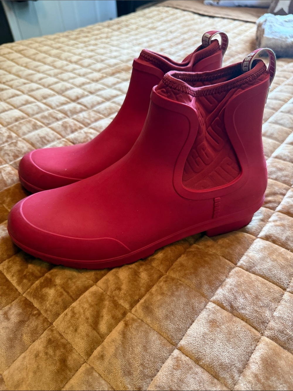 UGG Red Chelsea Rain Ankle Boots